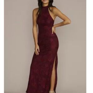 NWT David's Bridal Burgundy Lace Maxi Dress